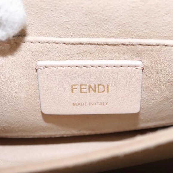 FENDI Mini Canai Chain Shoulder Bag Leather Red Auth bs22672V - Picture 11 of 16